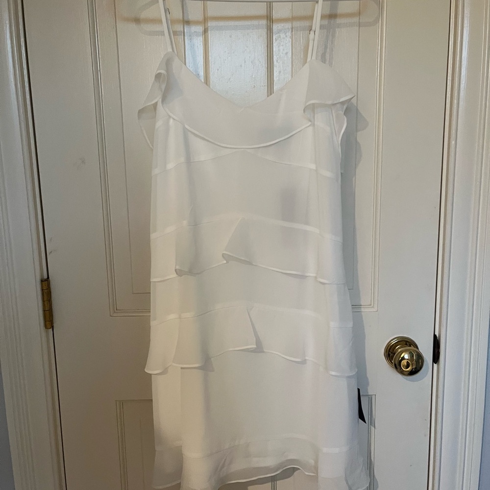 Lulu's White Ruffled Spaghetti Strap Dress